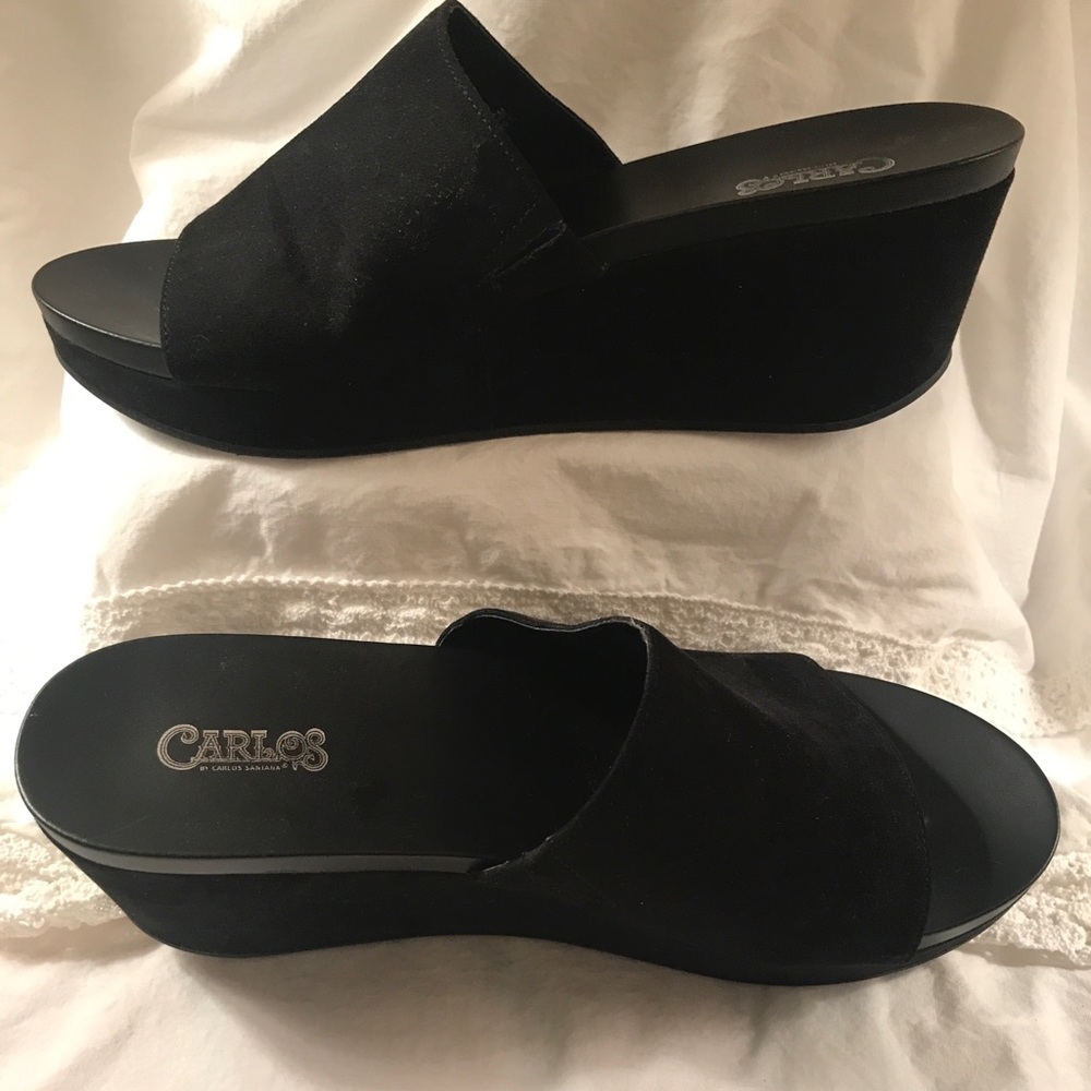 NWOT Carlos Santana Delphina black wedges. Size 9.5.